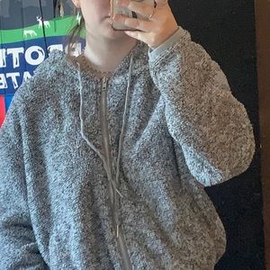 Fuzzy zip up hoodie from SHEIN